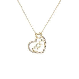 Goldene Herzkette für Damen mit MOM-Schriftzug und funkelnden Mikrokristallen