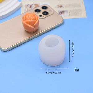 Translucent rose flower silicone mold with finished 3D orange resin flower soap craft