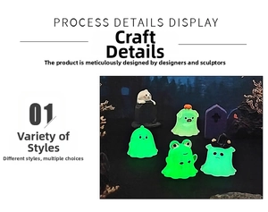 Glow-in-the-dark miniature ghost figurines featuring various cute animal costumes