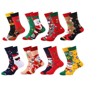 Christmas Cotton Crew Socks Breathable Mid Calf Santa Reindeer Snowman Patterns Holiday Theme For Men And Women