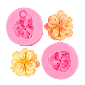 Pink silicone 3D rose flower molds with detailed floral resin and soap outcomes