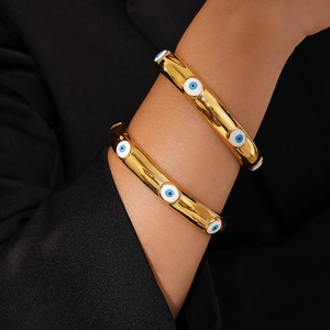 Lot de bracelets en acier inoxydable plaqué or 18 carats avec motifs œil bleu
