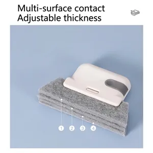 2-in-1 window groove cleaning brush with adjustable 4-layer scouring pads for gap cleaning