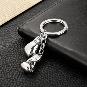 Stainless Steel Boxing Gloves Keychain Mini 3D Sport Glove Key Ring Pendant Men Fashion Bag Accessory Novelty