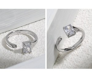 Detail view of S925 sterling silver ring showing the inner S925 stamp and micro zircon
