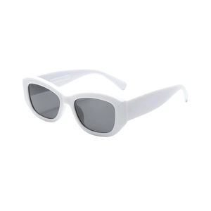 Retro square white frame sunglasses with gray lenses for a stylish vacation look