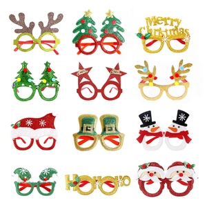 Set of 12 festive Christmas novelty glasses with reindeer antlers and trees