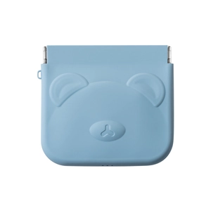 Mini blue bear silicone storage pouch for coins and earphones on a clean white background