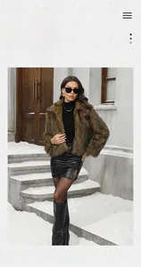 Close-up of brown faux fur jacket with fluffy lapels and thick texture for winter fashion