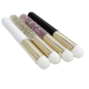 Mini round head lip brushes with glitter handles and white bristles for concealer blending