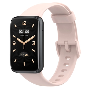 Pink silicone replacement strap for Xiaomi Band 7 Pro with rectangular clock face
