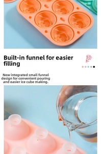 Close-up of silicone rose ice mold with integrated funnel for easy water filling