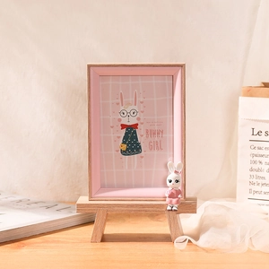 Cartoon Bunny Photo Frame Wooden Desktop Picture Frames With Mini Easel Stand Cute Animal Figure For Kids Nursery Decor