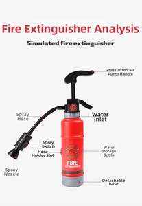 Detailed diagram of children's toy fire extinguisher with spray and pressure handle