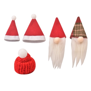 Christmas mini hats and gnomes set for wine bottle and candy decor in festive red