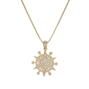 Collana Stella Polare placcata oro con zirconi cubici e catena a maglia veneziana