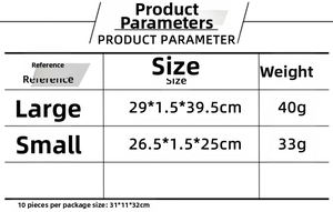 Size chart for velvet Christmas hats showing dimensions and weights for large and small sizes