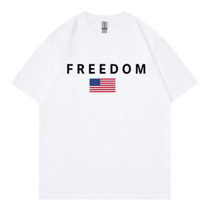 Men's Graphic T-Shirt Cotton Round Neck Short Sleeve Freedom Print American Flag Design Loose Summer Top