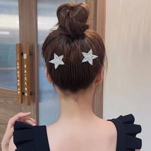 Silver star rhinestone hair comb for girls sparkling hair accessory on female model