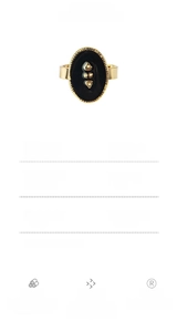 Detail view of vintage 316L stainless steel ring with 18K gold plating and oval stone
