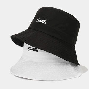 Breathable quick-dry bucket hat with Seattle embroidery in black and white styles