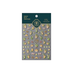 Nail art stickers featuring cartoon golden dragons and lilies on MN-372F display card