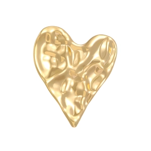 Broche cœur dorée irrégulière en acier inoxydable avec texture plissée moderne