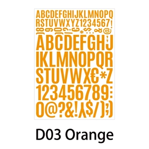 Macro detail of orange vinyl letter and number stickers for mailboxes and cars