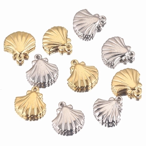 Détails de pendentifs coquillages en acier inoxydable doré et argenté pour création DIY