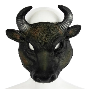 Buffalo Ox Head Mask PU Foam 3D Realistic Animal Half Face Halloween Carnival Cosplay Party Props Decor