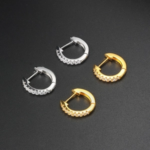 Star and moon zircon stainless steel huggie hoop earrings in gold and silver finishes