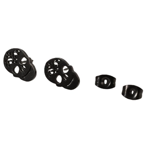 Gothic hollow skull earrings in matte black stainless steel for punk hip hop style