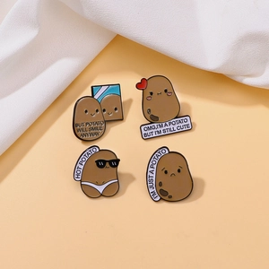Funny Cartoon Potato Enamel Pin Zinc Alloy Cute Expression Brooch For Backpacks Clothing Accessories Unisex Kids