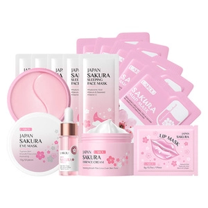 Laikou Japan Sakura skincare collection including mud masks, eye patches and serums