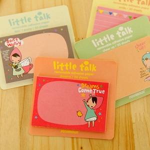 Detailed view of Ponybrown Little Talk sticky notes with cute cartoon characters