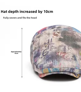 Detail view showing the 10cm crown depth of this colorful American tie-dye beret