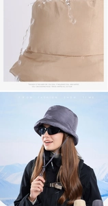 Water-repellent fabric detail and outdoor hiking bucket hat with adjustable wind cord