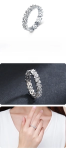 Macro detail of S925 sterling silver ring showing 4mm width and cubic zirconia inlay