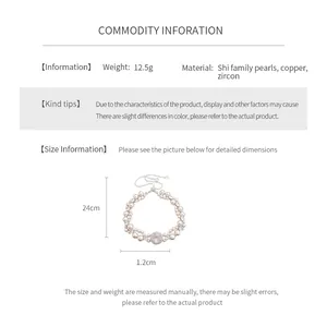 Tabella taglie dettagliata per bracciale di perle con zircone e lunghezza 24cm