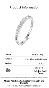 Detail view of S925 silver ring with cubic zirconia inlay and white gold plating