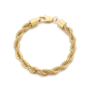 Bracelet chaîne torsadée en acier titane doré avec fermoir mousqueton pour couples