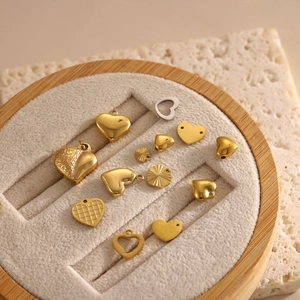 Heart Shape Pendants Stainless Steel DIY Jewelry Making Accessories 18K Gold Plated For Necklaces Bracelets Crafts