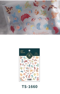 Macro detail of ultra-thin nail art stickers featuring delicate floral and leaf patterns