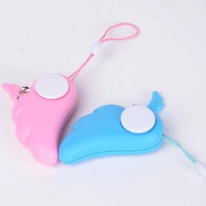 Pink and blue angel wing personal security alarms with matching wrist lanyards