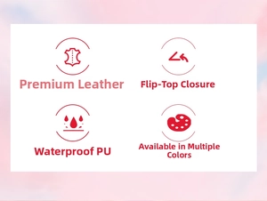 Detail of waterproof PU leather jewelry box featuring a magnetic flip lid design