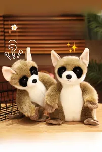 Detailed view of the soft texture of furry lemur plush toys in a cozy home setting