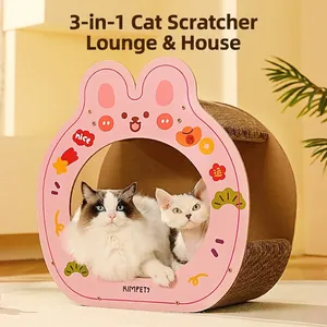 Cat Scratcher House Corrugated Paper Durable Grinding Claws Bed Indoor Cartoon Rabbit Lion Shape For Pets