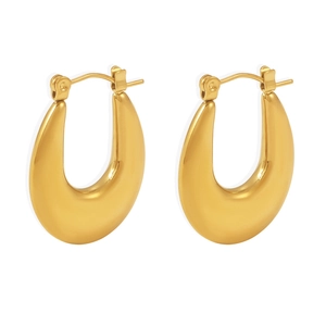 Minimalist U-shaped 18K gold plated stainless steel hoop earrings with polished finish