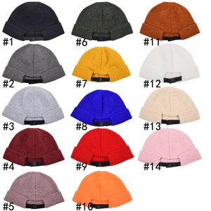 Winter knitted brimless hats with adjustable straps in 14 colors for outdoor warmth