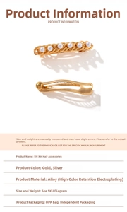 Detail view of gold-plated pearl hairpin with its spring clip and durable alloy texture